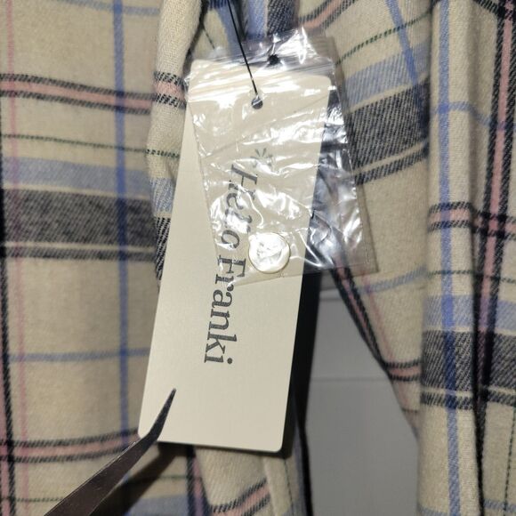 New Hello Franki Button Up Size XL Shirt Plaid Long Sleeve Pocket Womens - Picture 6 of 7
